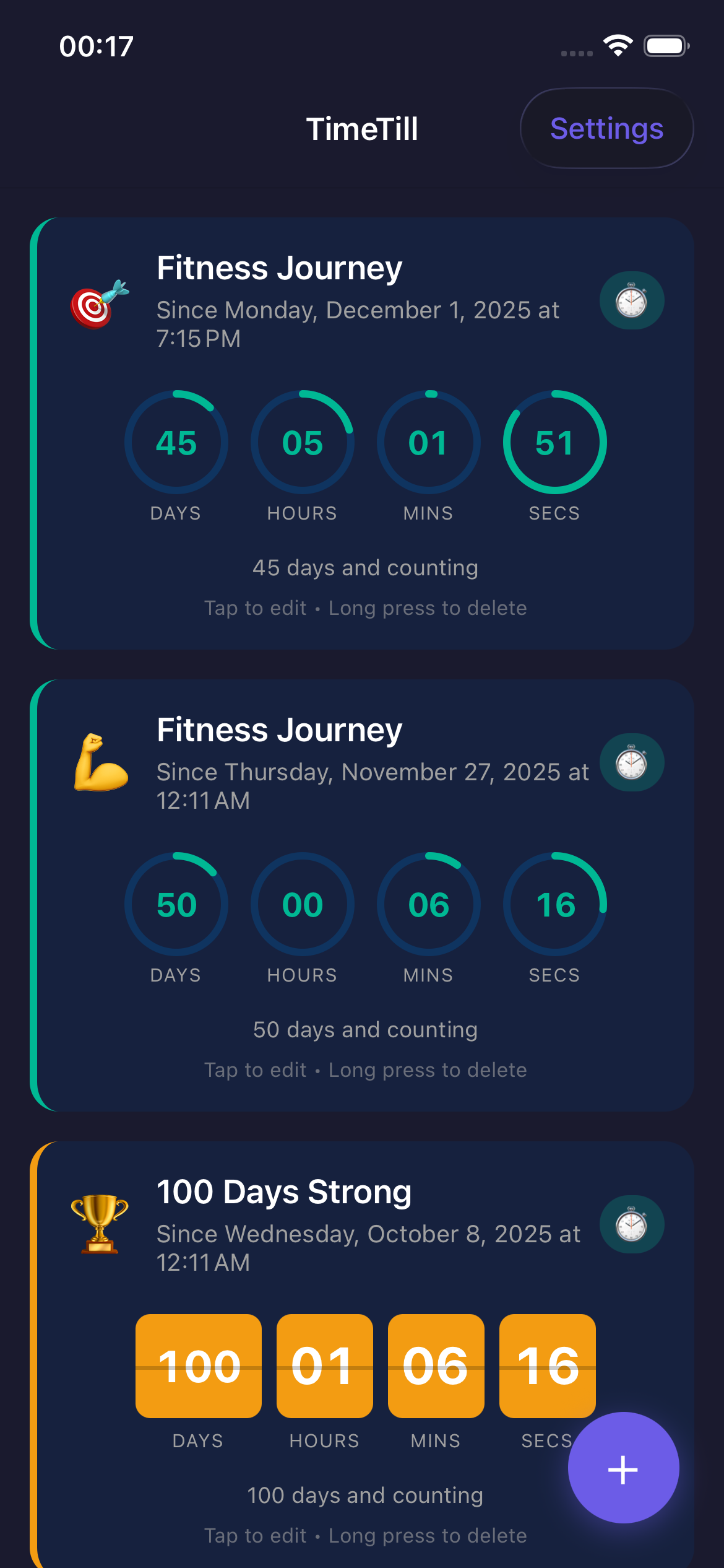 TimeTill - Timer list view