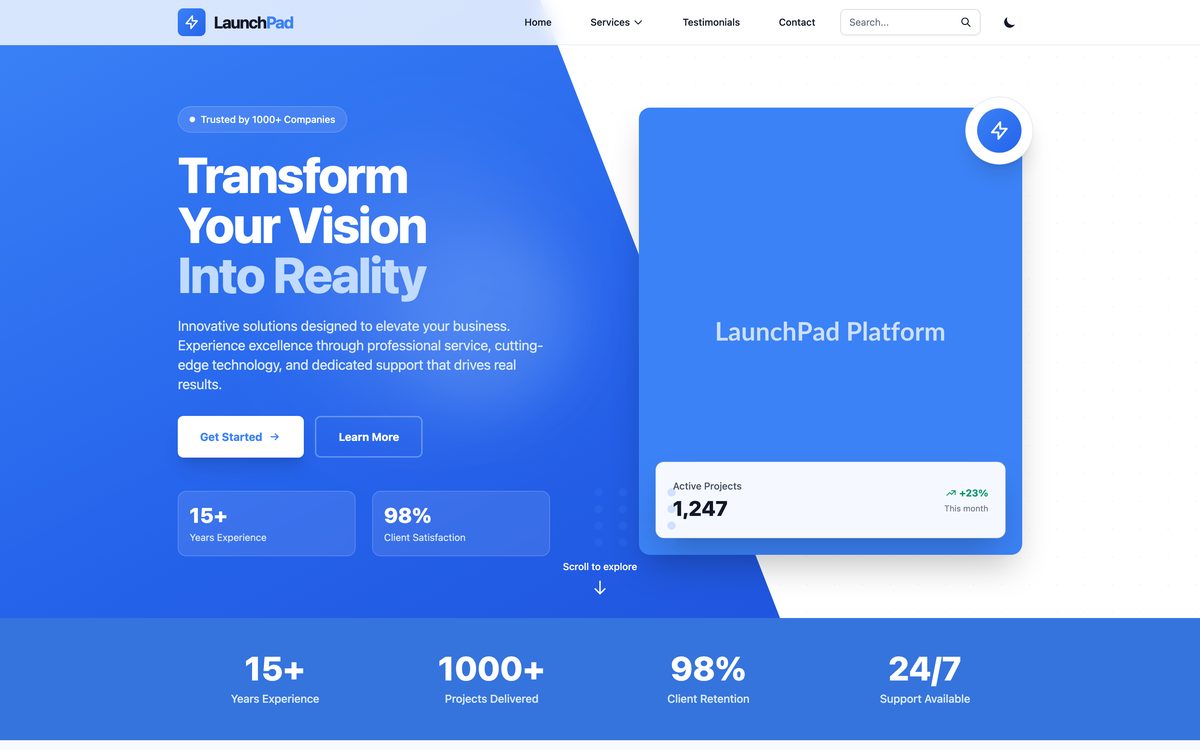 LaunchPad template preview