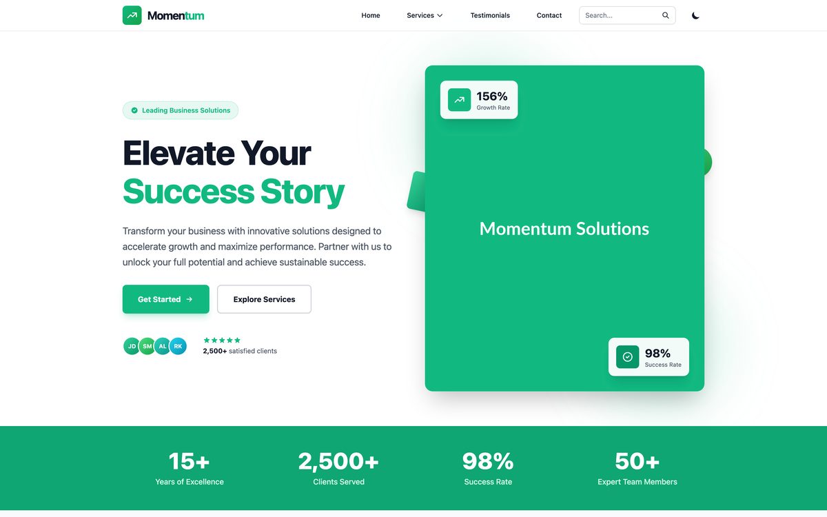 Momentum template preview