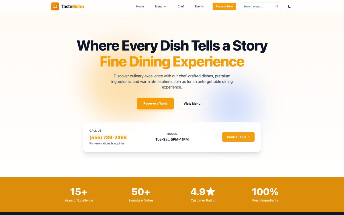 TasteBistro template preview